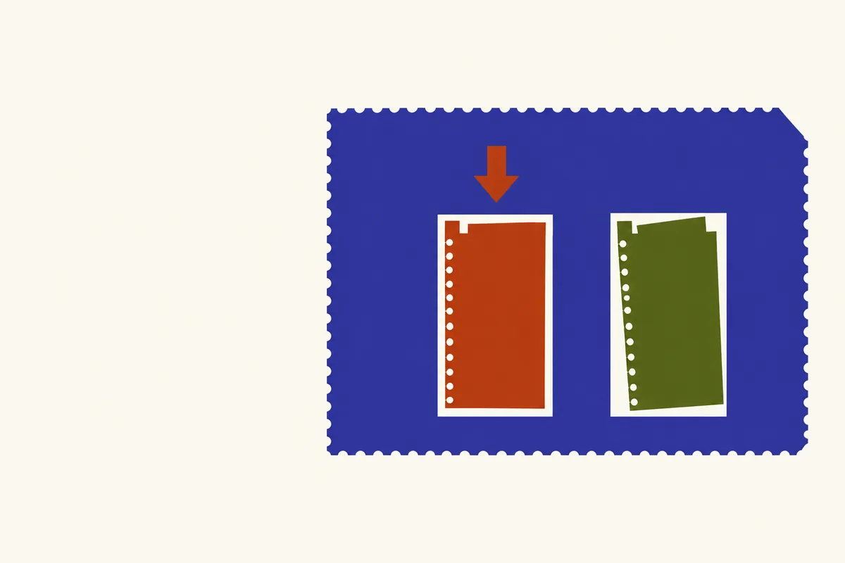 Two paper slips in a board: one sits square, the other is tilted with its notch out of line.