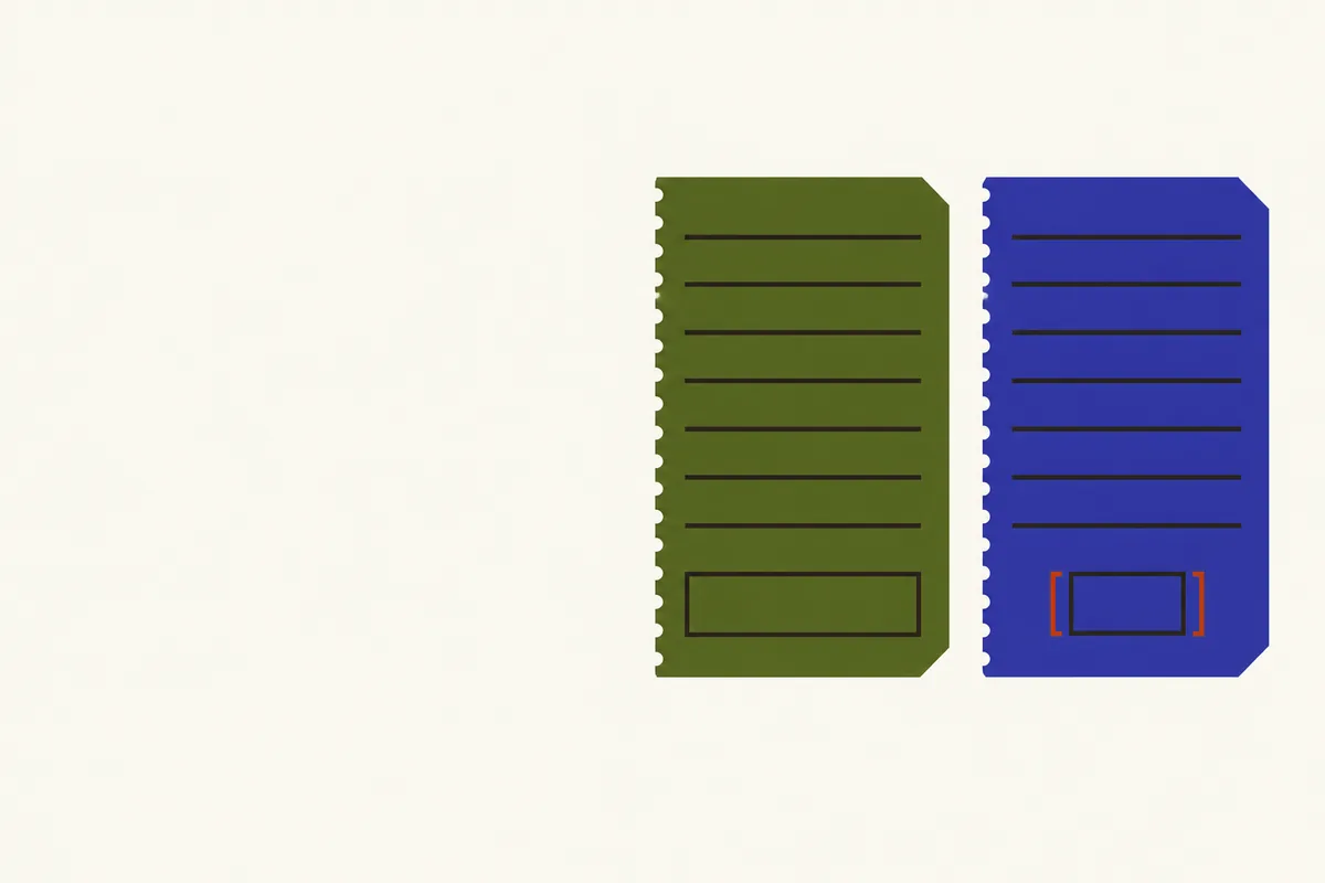 A bet slip with its stake box pinched narrower by brackets, beside a second slip left untouched.