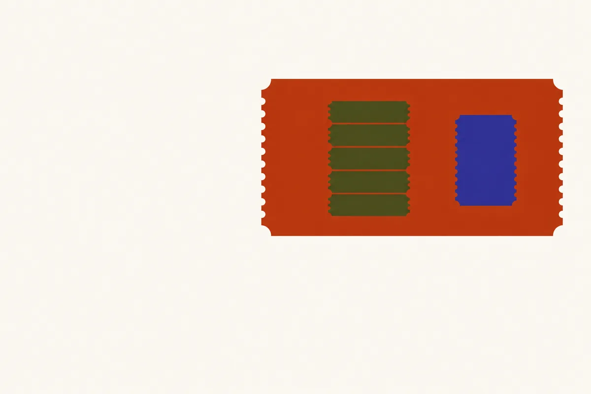 A single sharp-edged betting ticket held apart from a duller, slightly curled stack of tickets behind it.